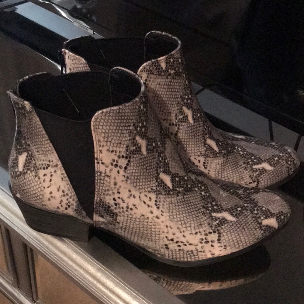 Snake skin ankle boots